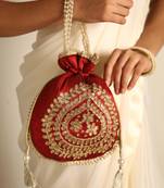 Maroon satin potli bag