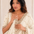 graceful white embroidery work with real bits work fendy satin indian designer wedding saree