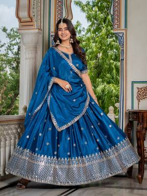 Steel Rama Sequined Lehenga Choli with dupatta 2