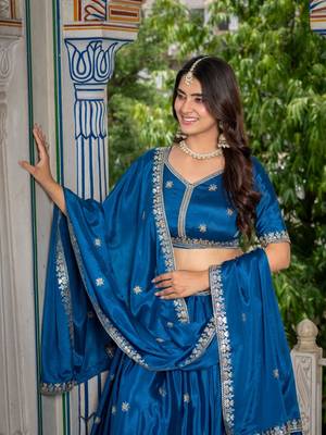 Steel Rama Sequined Lehenga Choli with dupatta 4