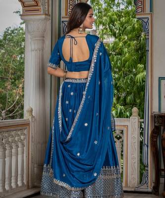 Steel Rama Sequined Lehenga Choli with dupatta 5