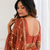 charming rust orange embroidery work with real bits work fendy satin indian designer saree