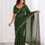 colorful bottle green embroidery work with real bits work fendy satin indian ceremonian saree