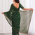 colorful bottle green embroidery work with real bits work fendy satin indian ceremonian saree