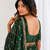 colorful bottle green embroidery work with real bits work fendy satin indian ceremonian saree