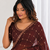 comely maroon embroidery work with real bits work fendy satin indian designer bollywood saree