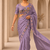 attractive lavender embroidery work with real bits work fendy satin indian wedding saree