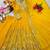 Yellow faux georgette embroidered flared gown set