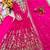 Rani-pink faux georgette embroidered flared gown set