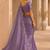 attractive lavender embroidery work with real bits work fendy satin indian wedding saree