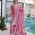 Pink silk blend embroidered palazzo set