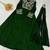 Green silk blend embroidered flared gown set