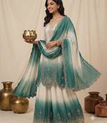 Multicolor faux georgette embroidered palazzo set