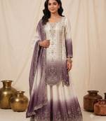 Multicolor faux georgette embroidered palazzo set