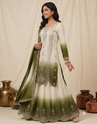 Multicolor faux georgette embroidered palazzo set 2