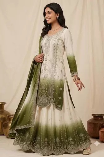 Multicolor faux georgette embroidered palazzo set