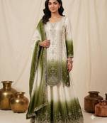 Multicolor faux georgette embroidered palazzo set