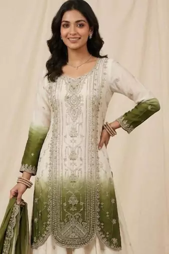 Multicolor faux georgette embroidered palazzo set