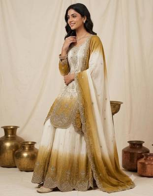 Multicolor faux georgette embroidered palazzo set 1