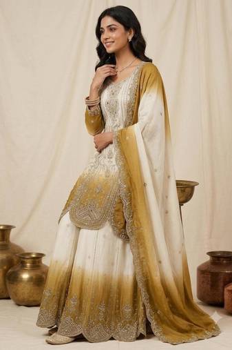 Multicolor faux georgette embroidered palazzo set