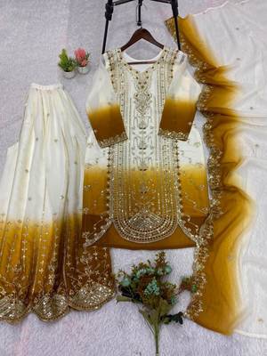 Multicolor faux georgette embroidered palazzo set 4