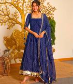 Blue faux georgette embroidered palazzo set