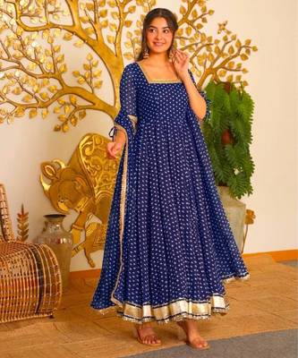 Blue faux georgette embroidered palazzo set 2