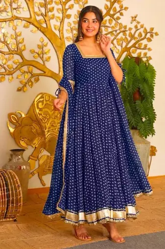 Blue faux georgette embroidered palazzo set