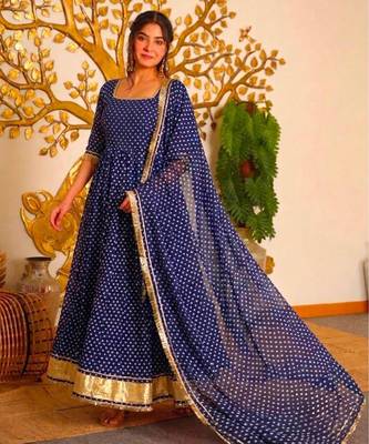 Blue faux georgette embroidered palazzo set 3