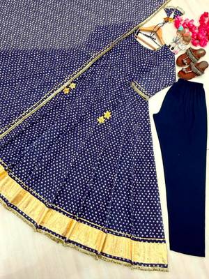 Blue faux georgette embroidered palazzo set 4