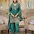 Teal silk blend embroidered palazzo set