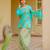 Blue cotton poly printed farshi salwar set