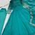 Teal-blue silk blend embroidered anarkali set