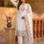 Off-white silk blend embroidered kurta set