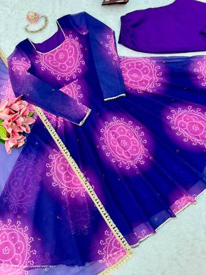 Multicolor faux georgette printed flared gown set 4