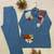 Blue cotton poly embroidered kurta set