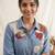 Blue cotton poly embroidered kurta set