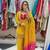 Yellow silk blend embroidered palazzo set