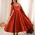Dark-orange silk blend embroidered flared gown set