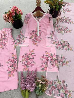 Light-pink faux georgette printed farshi salwar set 3