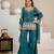 Teal silk blend embroidered palazzo set