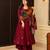 Dark-wine cotton poly embroidered palazzo set