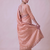 appealing peach-coral embroidery work with real bits work banarasi silk blend indian saree with blouse