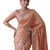 appealing peach-coral embroidery work with real bits work banarasi silk blend indian saree with blouse