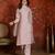 Mauve embroidered silk blend 3-piece suit set