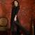 Black embroidered silk blend 3-piece suit set