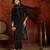 Black embroidered silk blend 3-piece suit set