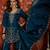 Navy blue embroidered silk blend 3-piece suit set