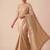 engaging beige-gold embroidery work with real bits work banarasi silk blend indian designer wedding saree