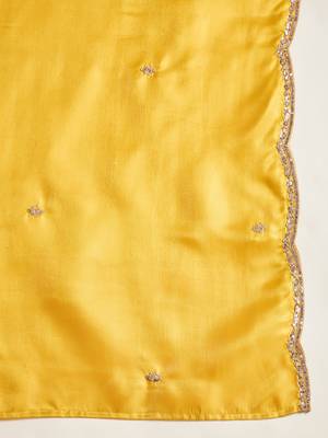 Mustard embroidered silk blend 3-piece suit set 5